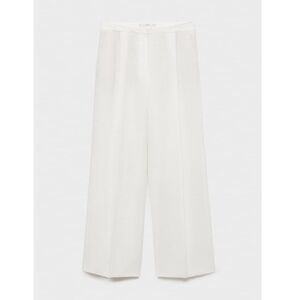 MANGO MNG White Linen Blend Wide Leg Suit Trouser $100 NWOT Sz 4